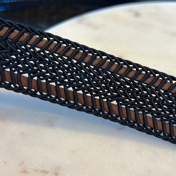 2-Torino belts both size 46 black/ brown woven and taupe/brown woven NWT - Picture 13 of 17